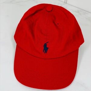 Baby Polo Ralph Lauren Red and embroidery Blue Cap Size 12-24 M